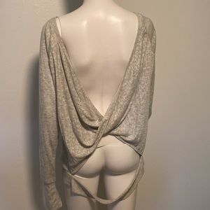 Lorna Jane Life Gray Twist Back Sweater, top.  Size L